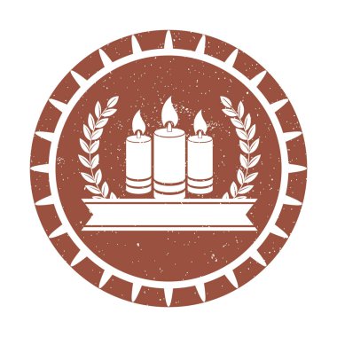 Defne çelenkli bir etiketin vektör illüstrasyonu