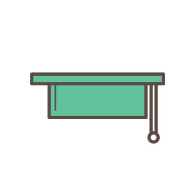 Masa simgesi beyaz arkaplanda izole edildi. mobilya sembolü illüstrasyonu