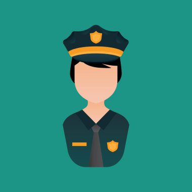 Beyaz arka planda izole edilmiş polis ikonu. askeri sembol vektör illüstrasyonu.