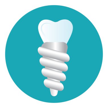 Diş implantı düz simge, vektör illüstrasyonu