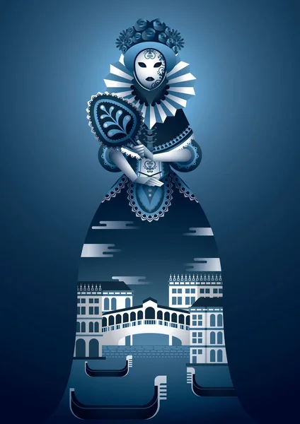 Imagen Vectorial Del Concepto Del Carnaval Venecia — Vector de stock