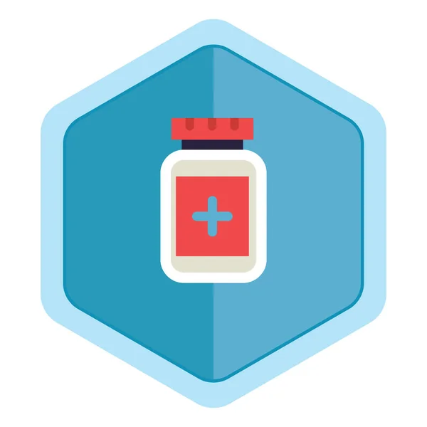 Pills Container Flat Icon Vector Illustration — Stock Vector