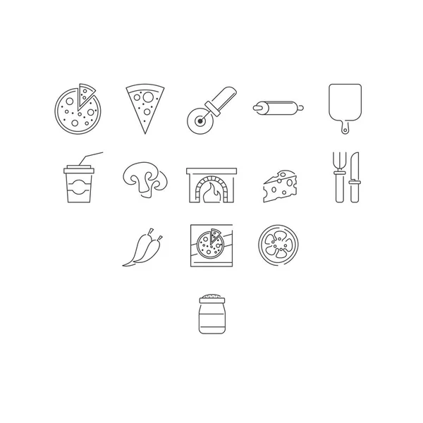 矢量直线图标设置 网上9个食品图标的细图 — 图库矢量图片