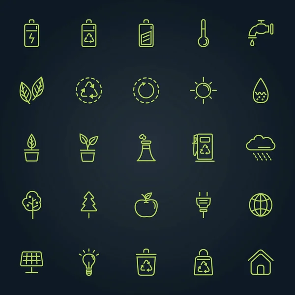 Ecología Medio Ambiente Vector Iconos Conjunto — Archivo Imágenes Vectoriales