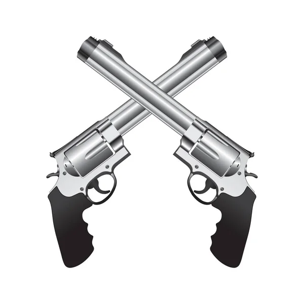 Crossed Revolvers Flat Icon Vector Illustration — Stock Vector
