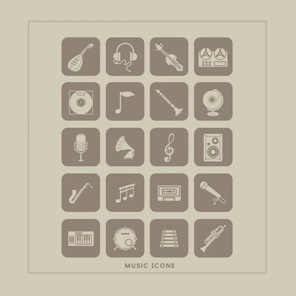 Set Music Icons Stylized Vector Illustration — Stock Vector