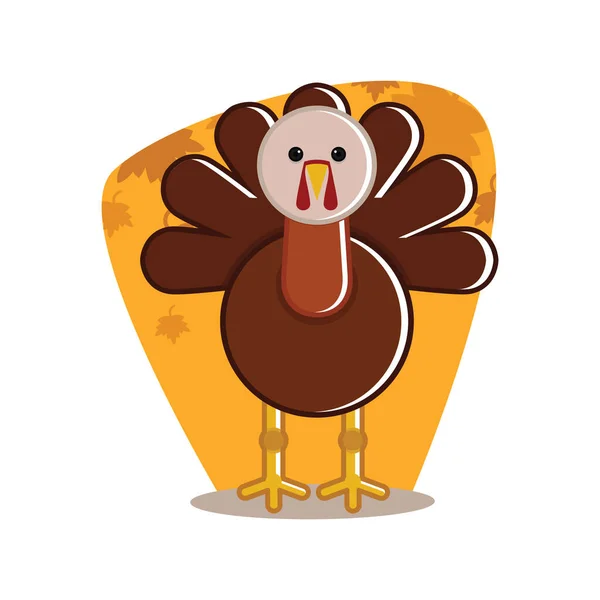 Cartoon Turkey Yellow Sticker White Background — Stock Vector