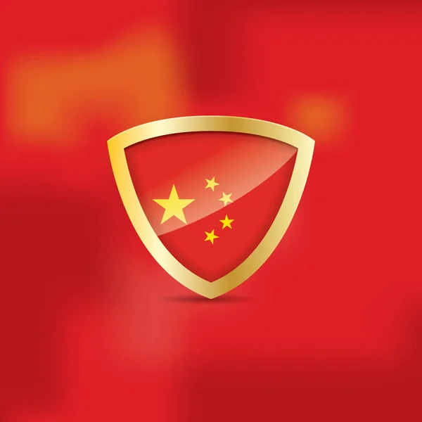 Gouden Porseleinen Vlag Rode Achtergrond — Stockvector