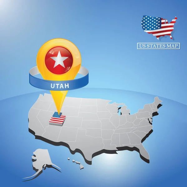 Utah Estado Mapa Usa — Vector de stock