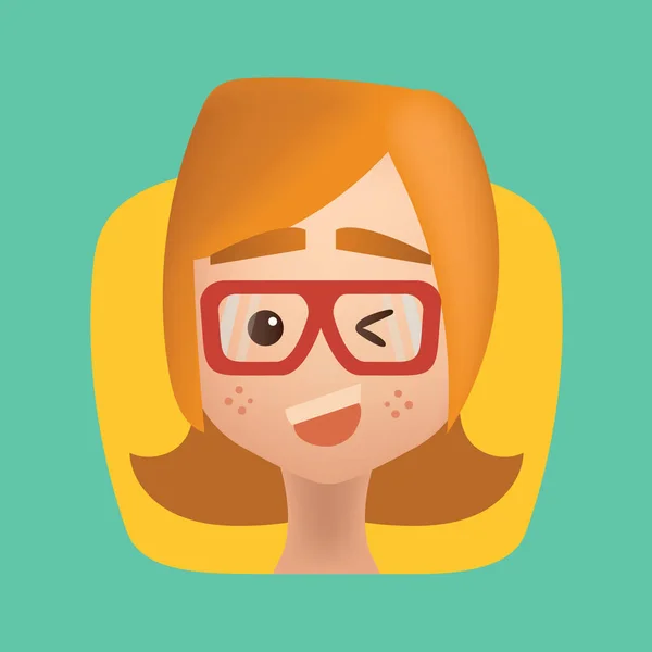 Chica Guiño Icono Plano Vector Ilustración — Archivo Imágenes Vectoriales