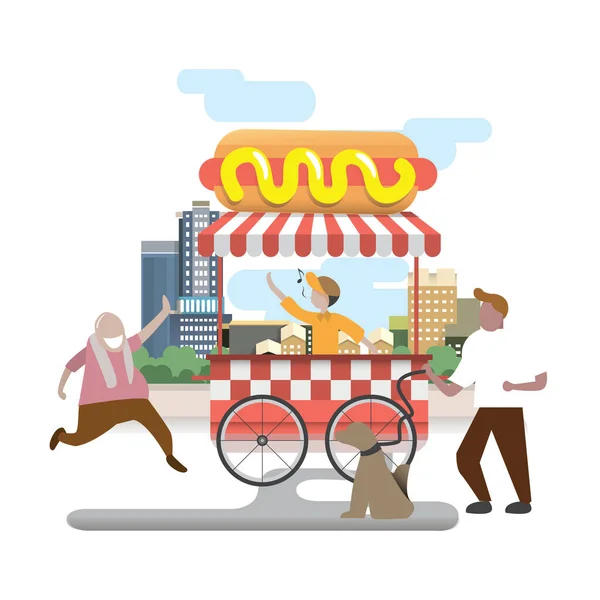 Hot Dog Cart Vector Illustration — Stock Vector