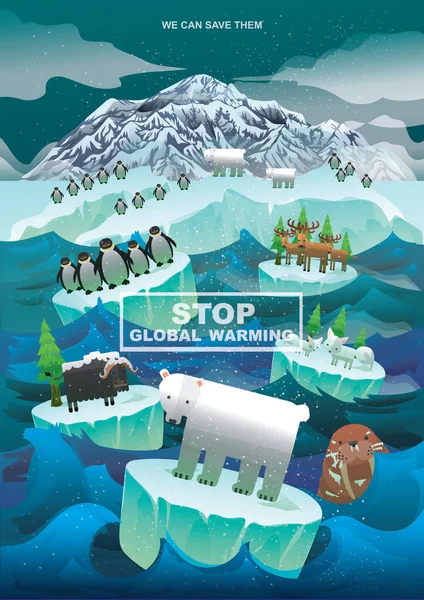 Global Warming Concept Plat Pictogram Vector Illustratie — Stockvector