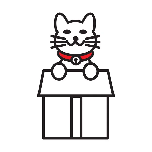 Katt Sittande Kartong — Stock vektor