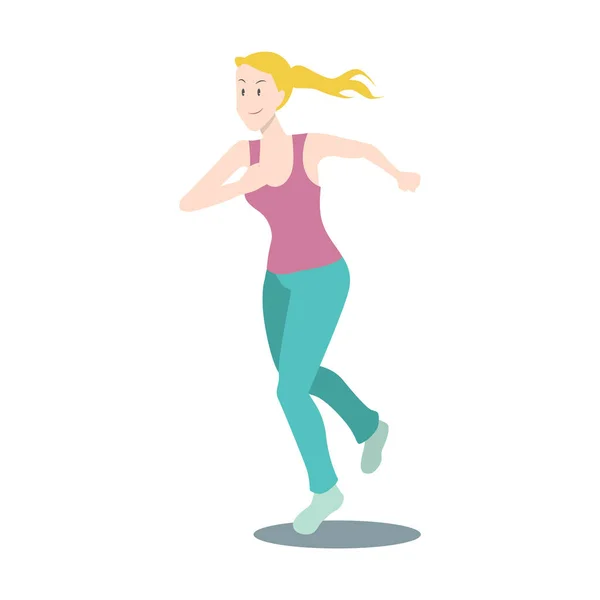 Mujer Corriendo Sobre Fondo Blanco — Vector de stock