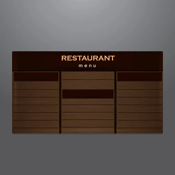 Immagine Vettoriale Del Menu Del Ristorante Legno Simile Design Scuro — Vettoriale Stock