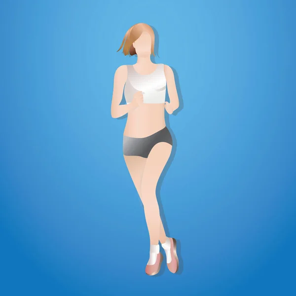 Femme Vêtements Sport Sur Fond Bleu — Image vectorielle