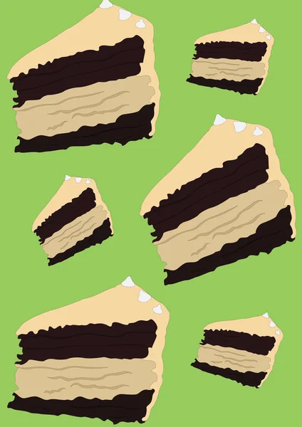ケーキスライスの背景やカラフルなベクトルイラスト — ストックベクタ