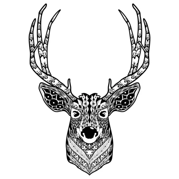 Illustration Vectorielle Cerf Tatoué — Image vectorielle