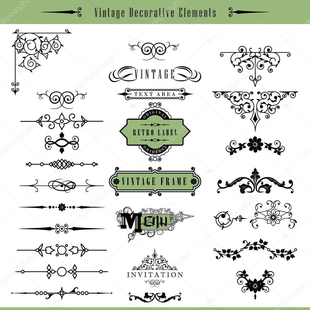 calligraphic design elements. vector set