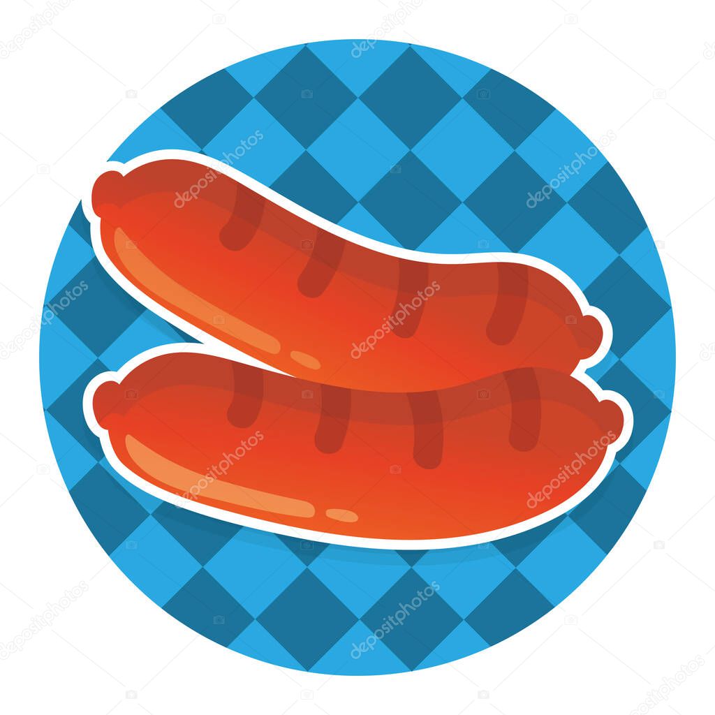 Sausage, colorful vector illustration