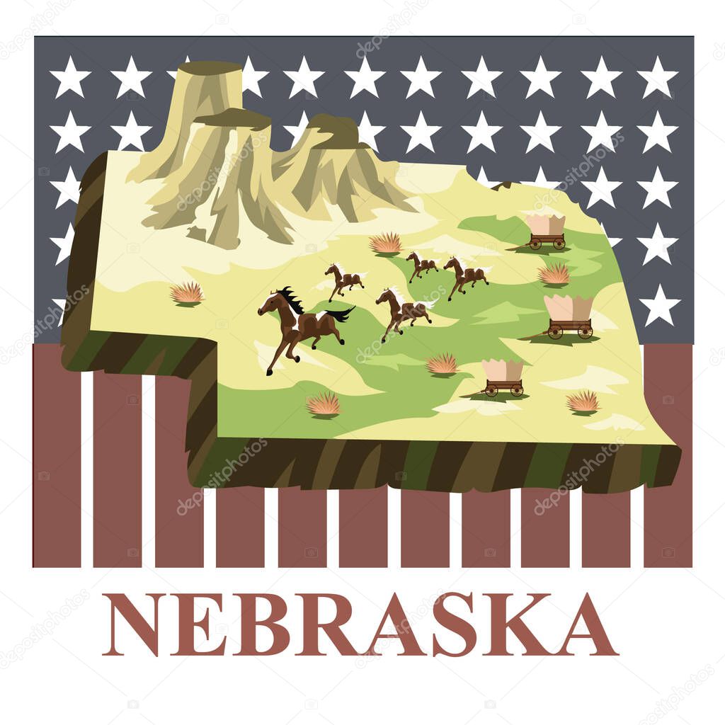 Nebraska state map, vector illustration