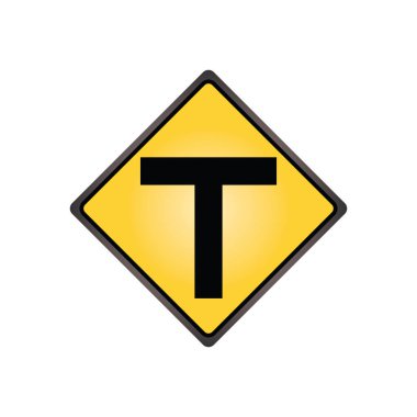T yolları düz simge, vektör illüstrasyonunu imzaladı