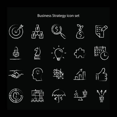 İş simgeleri ayarlandı. Vektör illüstrasyonu