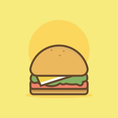 Hamburger ikonu vektör illüstrasyonu