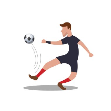 Beyaz arka planda topu olan futbolcu