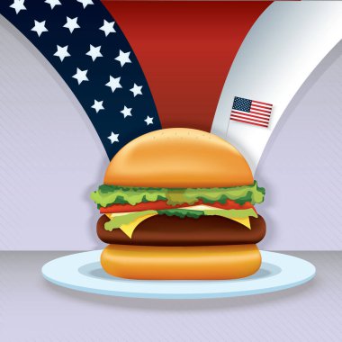 Amerikan hamburgeri, tasarım vektörü illüstrasyonu
