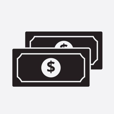 Dolar düz simgesi, vektör illüstrasyonu