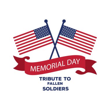 Amerikan bayrağı taşıyan bir anma günü afişinin vektör çizimi