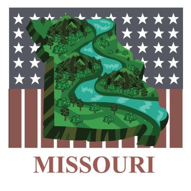 Missouri durum haritası, vektör illüstrasyonu