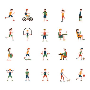 Çizgi film simgeleri kümesi, vektör illüstrasyonu