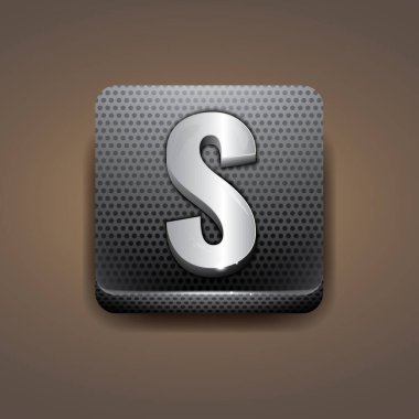 Metal vektör alfabesi. Koyu arkaplanda l harfi siyah simge