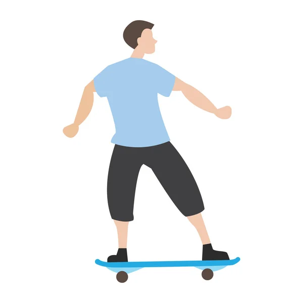 Man Skateboard Gestileerde Vector Illustratie — Stockvector