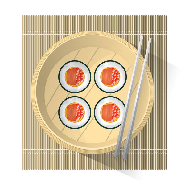 Japonês Comida Sushi Vetor Ilustração —  Vetores de Stock