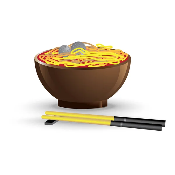Chinese Noodles Icon Vector Illustration — Stock Vector