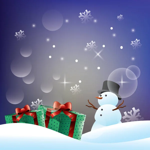 Різдвяний Фон Сніговиком Подарунками — стоковий вектор