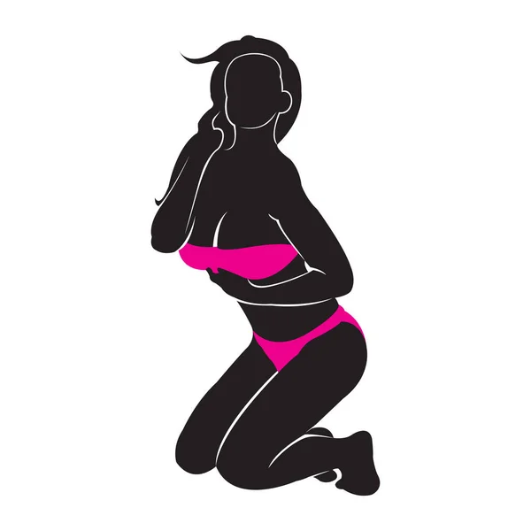 Vrouw Bikini Platte Icoon Vector Illustratie — Stockvector