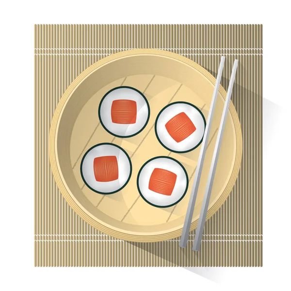 Japonské Jídlo Sushi Ikona Vektor Ilustrace Grafický Design — Stockový vektor