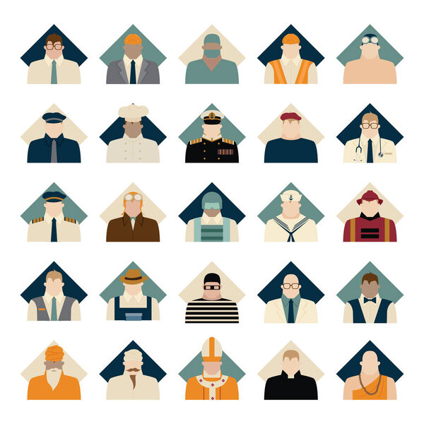 Collection of people and occupation  flat icon, vector illustration