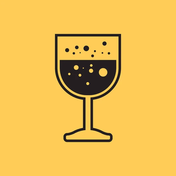 Bicchiere Vino Icona Piatta Illustrazione Vettoriale — Vettoriale Stock