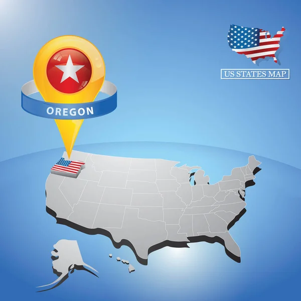 Oregon Estado Mapa Usa — Vector de stock