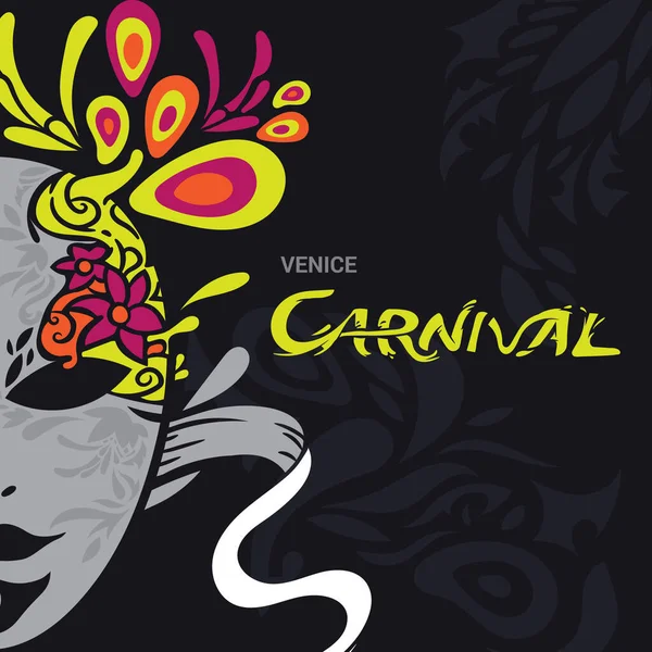 Venice Carnival Flat Icon Vector Illustration — Stock Vector