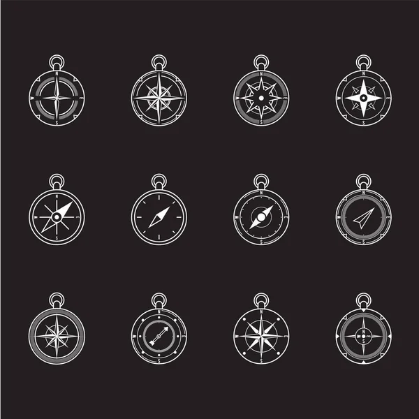 Collection Compass Stylized Vector Illustration — Stock Vector