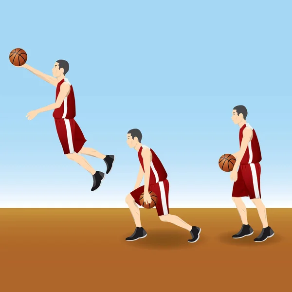 Vectorillustratie Van Een Groep Basketbalspelers — Stockvector