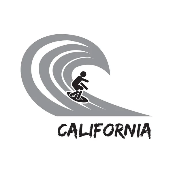 Серфінг Каліфорнійському Стилі Векторні Ілюстрації — стоковий вектор