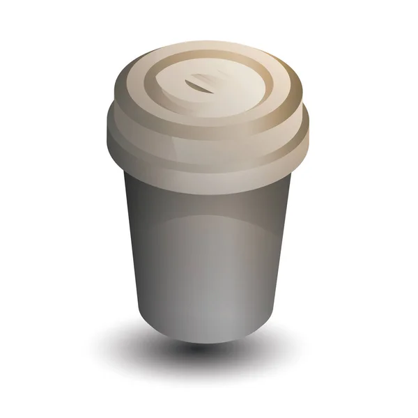 Koffiebeker Met Papier Witte Achtergrond — Stockvector