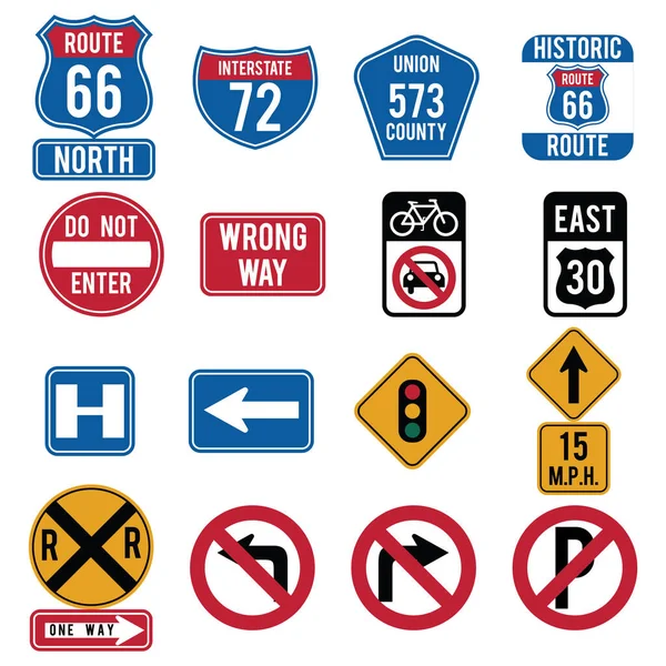 Vector Illustration Set Traffic Signs — Stock Vector